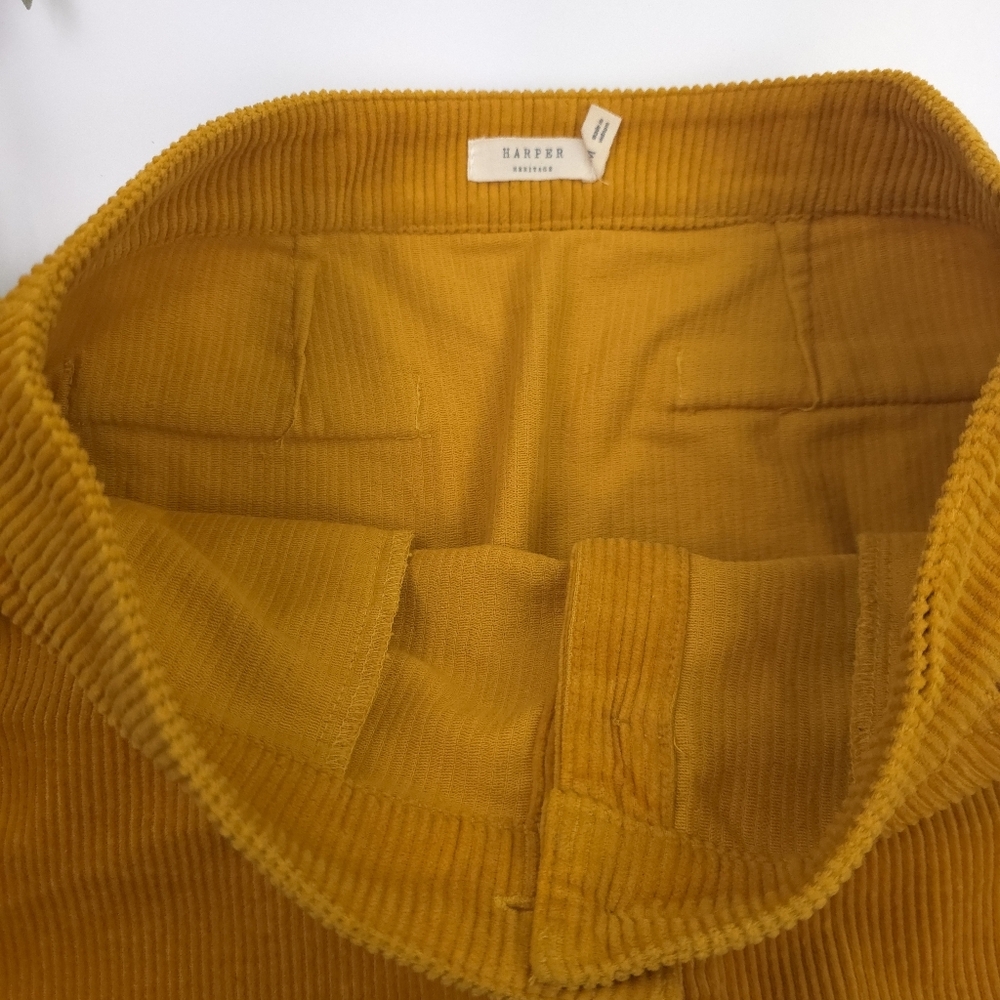 New Harper Button-Front Corduroy Mini Skirt in Mustard Sz M - Picture 6 of 9
